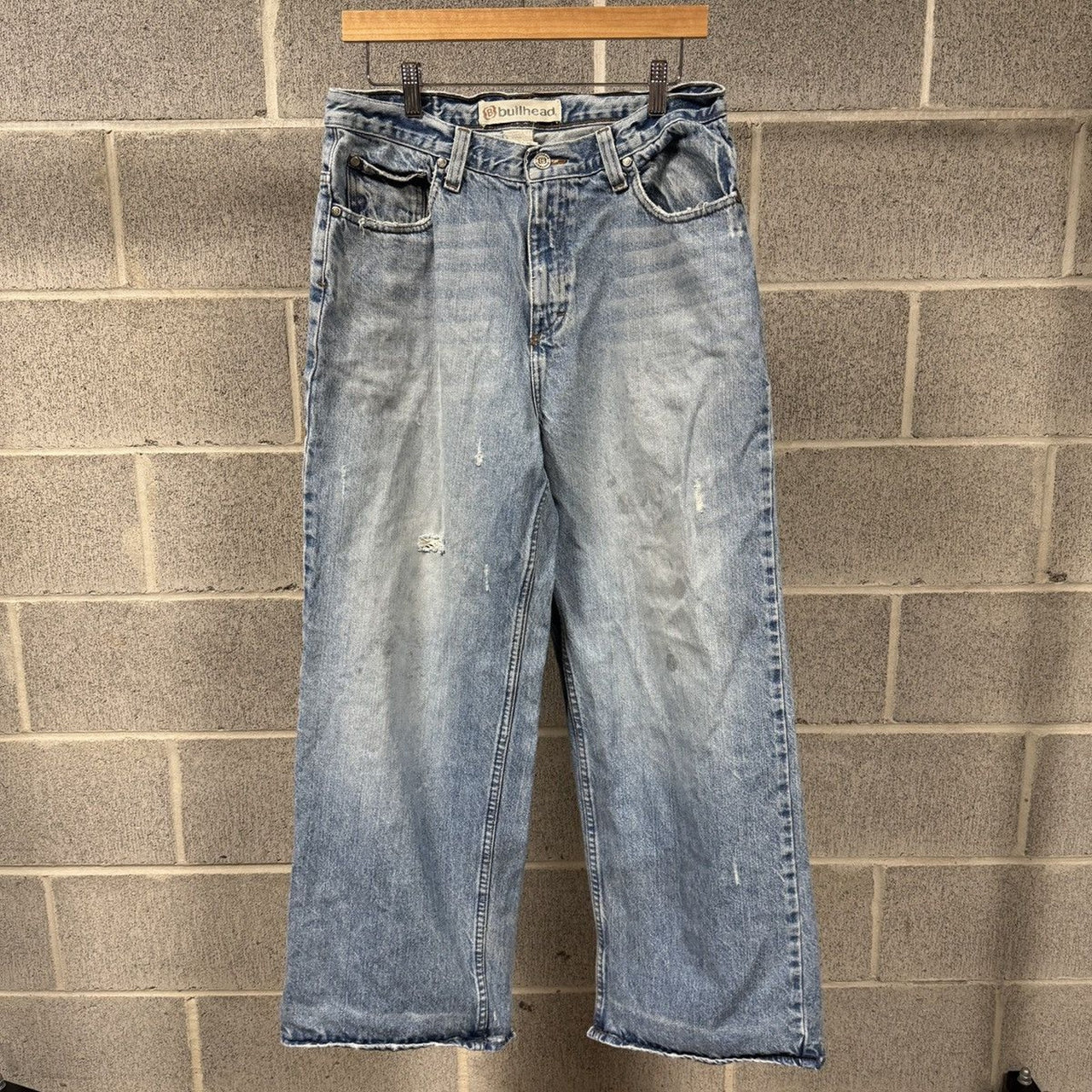 2000s Y2K Bullhead Baggy Wide Leg Thrashed Distressed Jeans