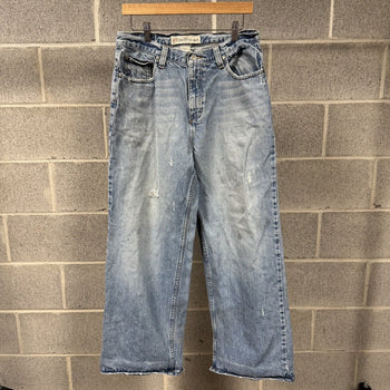 2000s Y2K Bullhead Baggy Wide Leg Thrashed Distressed Jeans