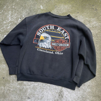 1990S HARLEY DAVIDSON UNIVERSITY CLEVELAND OHIO FADED CREWNECK