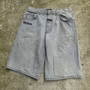 1990S/2000S Y2K BOSS BAGGY FADED THRASHED DENIM JEAN SHORTS