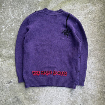 THE MARC JACOBS HEAVY KNIT SPIDER PICTURE SWEATER PURPLE