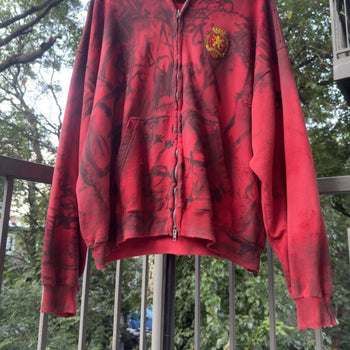 Balenciaga SS23 Mud Show Red Skater Zip Up Hoodie