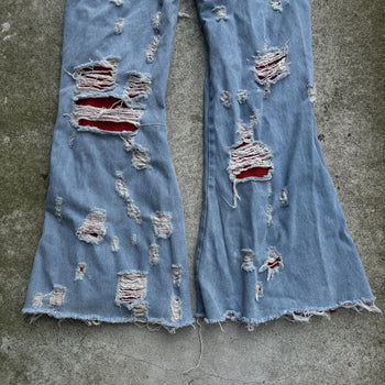 DASYORI DIRTY PUNK THRASHED DOUBLE LAYER BAGGY DENIM JEANS