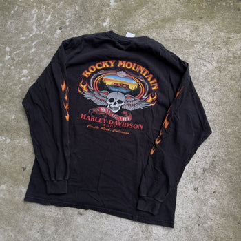 2000s HARLEY DAVIDSON SKULL LOGO FLAME LONGSLEEVE TEE