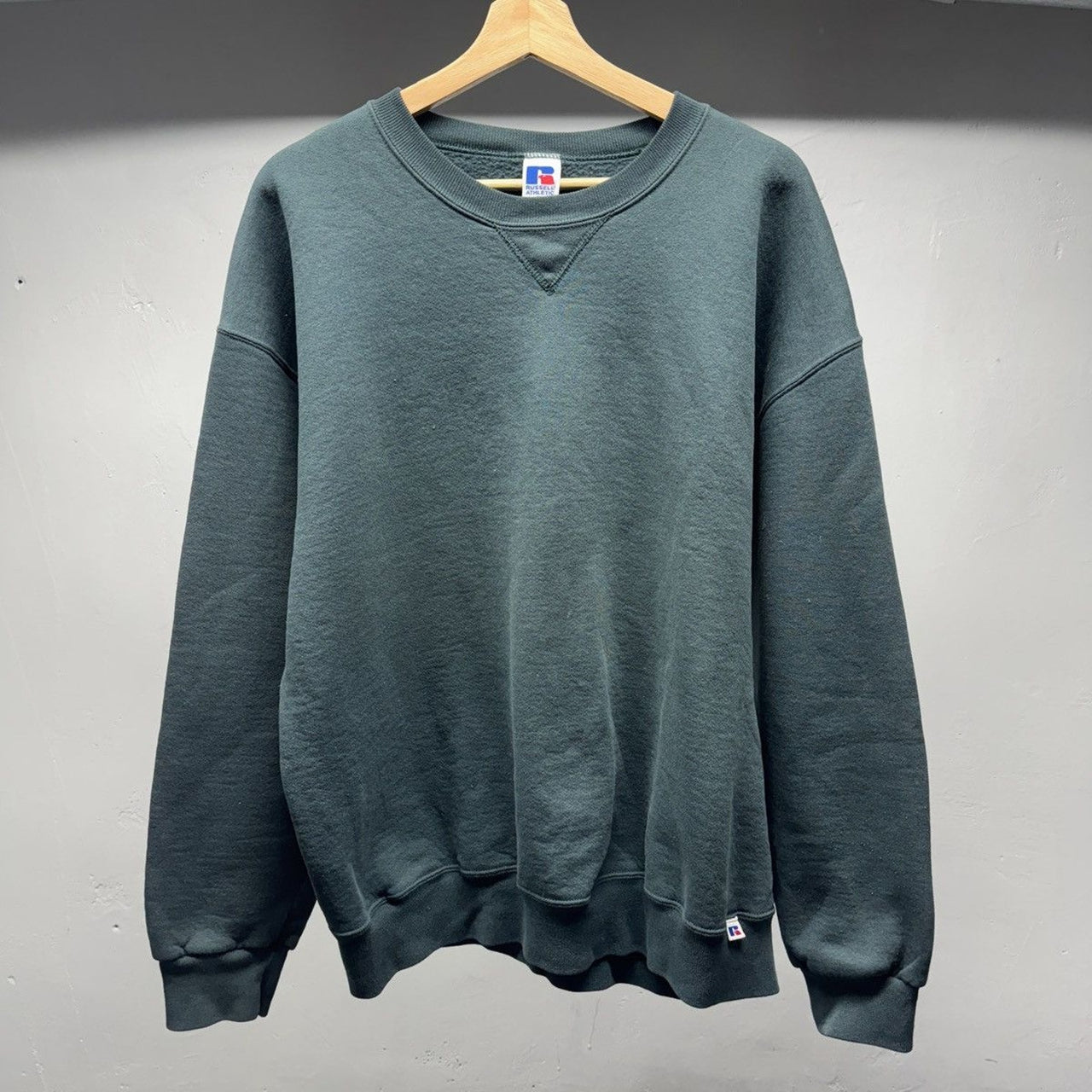 1990s Russell Athletic Teal Faded Sweatshirt
