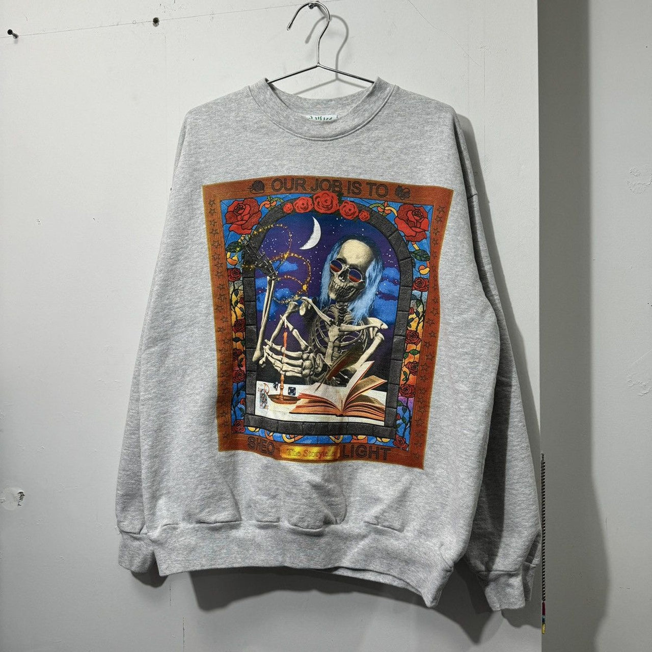 ONLINE CERAMICS STORYTELLER REAPER SKULL CREWNECK GREY