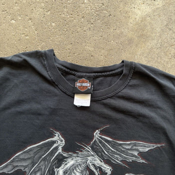 2000S Y2K HARLEY DAVIDSON DRAGON LOGO TEE FADED