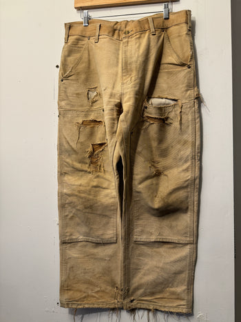 2000S THRASHED CARHARTT DOUBLE KNEE CARPENTER PANTS TAN