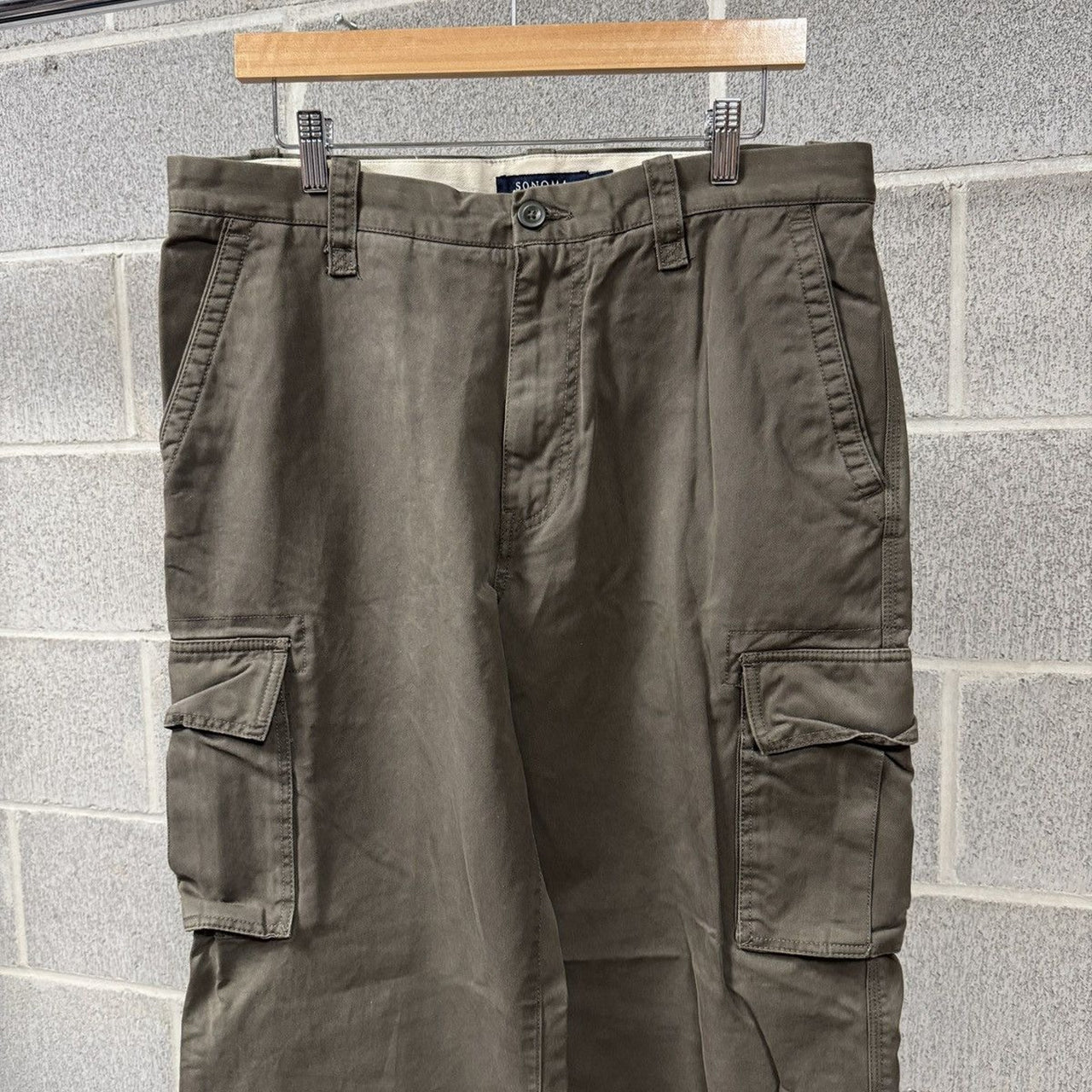 2000s Dark Green Baggy Wide Leg Cargo Pants
