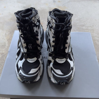 BALENCIAGA RUNNER HIGH TOP SNEAKERS WHITE BLACK