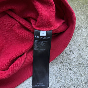 BALENCIAGA OVERSIZED RED GAFFER LOGO HOODIE