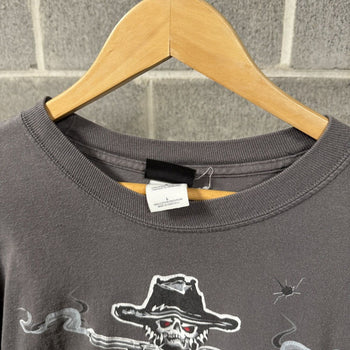 2000s Faded Biker Smoke Gun Flame Longsleeve Tee