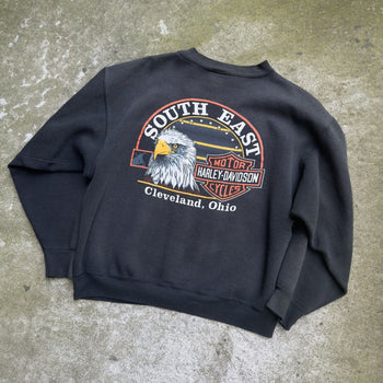 1990S HARLEY DAVIDSON UNIVERSITY CLEVELAND OHIO FADED CREWNECK