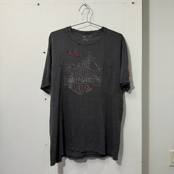 2000s HARLEY DAVIDSON THRASHED FADED RIDE FREE LOGO TEE