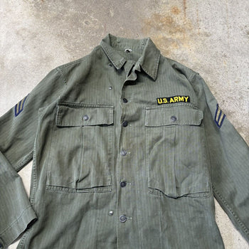 40s 50s WW2 US ARMY 2ND PATTERN HBT HERRINGBONE UTILITY FATIGUE SHIRT