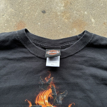 2010S HARLEY DAVIDSON FLAME SKULL LONGSLEEVE TEE