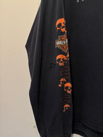 2000S HARLEY DAVIDSON SKULLS FADED LONGSLEEVE TEE