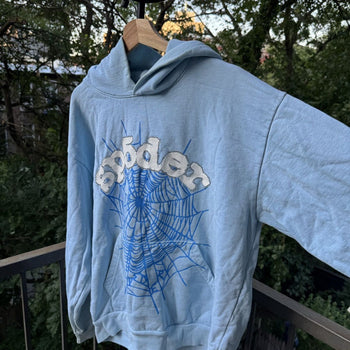 Sp5der Blue Rhinestone Hoodie