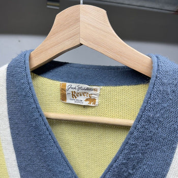 1970s Faded Orlon Acrylic Vertical Striped Cardigan Sweater