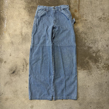 2000s GAP CONTRACTOR PINSTRIPE BAGGY WIDE LEG DENIM JEANS