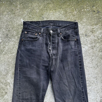 2000S LEVI’S 501 FADED BLACK STRAIGHT LEG DENIM JEANS