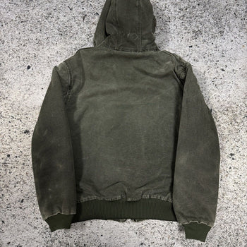 2000s CARHARTT FADED THRASHED GREEN HOODED WORK JACKET