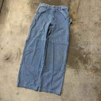 2000s GAP CONTRACTOR PINSTRIPE BAGGY WIDE LEG DENIM JEANS