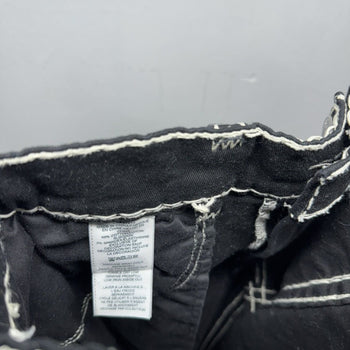 True Religion Black White Stitch Relaxed Straight Ricky Jeans