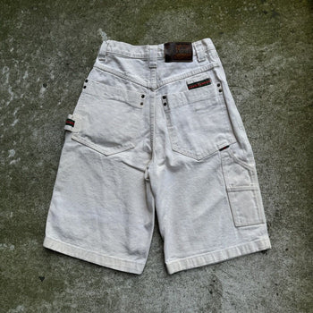 1990s USA ROUGH BAGGY WHITE DENIM SKATER JEAN SHORTS JORTS