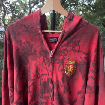 Balenciaga SS23 Mud Show Red Skater Zip Up Hoodie
