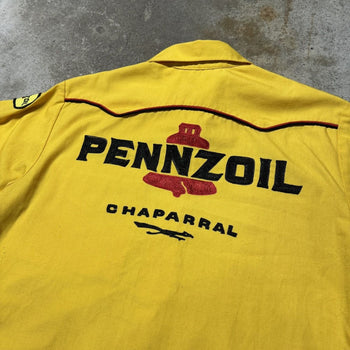 1950s 1960s PENNZOIL CHAPARRAL CHAIN STITCH BOWLING GARAGE SHIRT