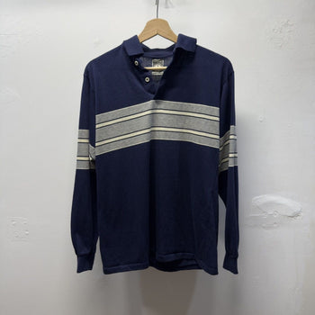 Vintage 1970s Made in USA Campus Striped Rugby Polo Shirt