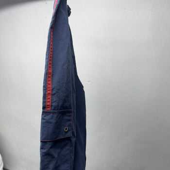 2000s Navy Blue Red Nylon Cargo Track Pants