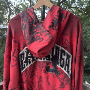 Balenciaga SS23 Mud Show Red Skater Zip Up Hoodie