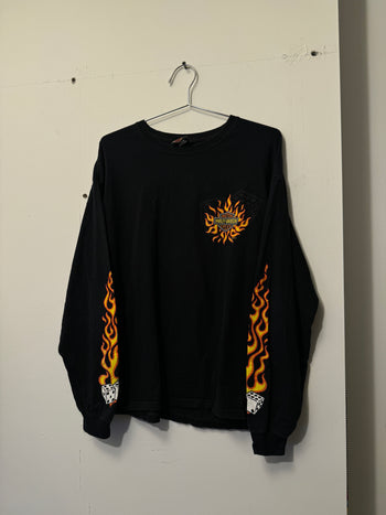 2000S HARLEY DAVIDSON DICE FLAME LONGSLEEVE TEE