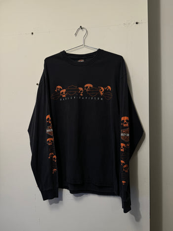 2000S HARLEY DAVIDSON SKULLS FADED LONGSLEEVE TEE