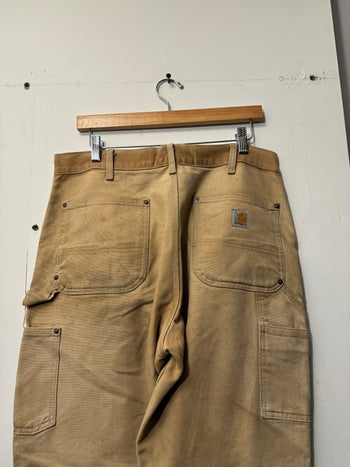 2000S THRASHED CARHARTT DOUBLE KNEE CARPENTER PANTS TAN