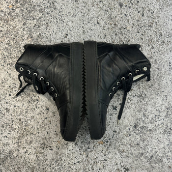 HELMUT LANG BLACK SMOOTH LEATHER HIGH TOP SNEAKER BOOTS