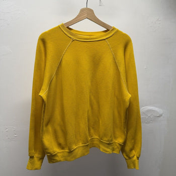 Vintage 1980s Faded Distressed Yellow Raglan Sweatshirt