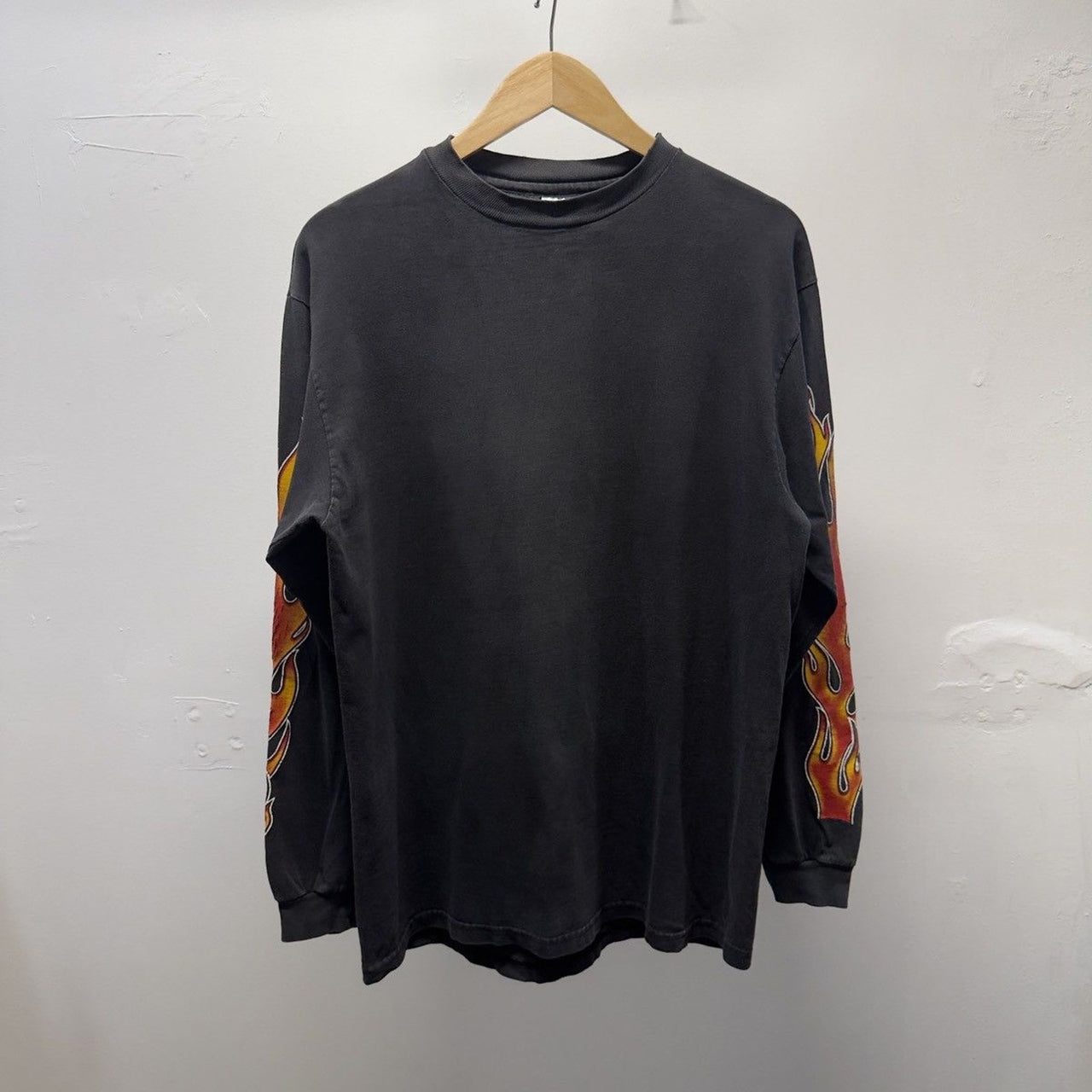 Vintage 1990s Faded Dirt Drags Flame Longsleeve Biker Tee