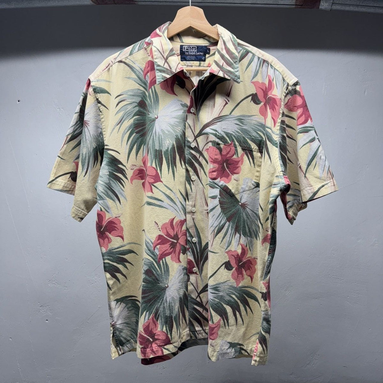 1990s Polo Ralph Lauren Loop Collar Aloha Floral Shirt - Made in USA