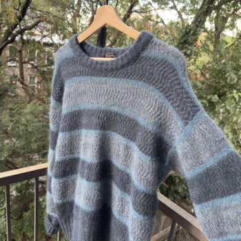 1980s 1990s Ermenegildo Zegna Blue Mohair Sweater