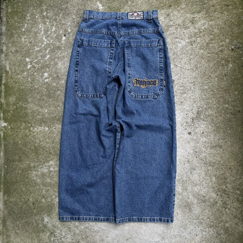 1990s Y2K MENACE BAGGY WIDE LEG DENIM SKATER JEANS