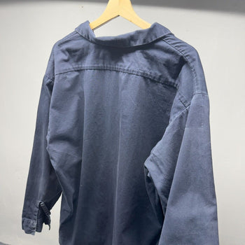 1990s Thrashed Faded Distressed Blue Work Shirt