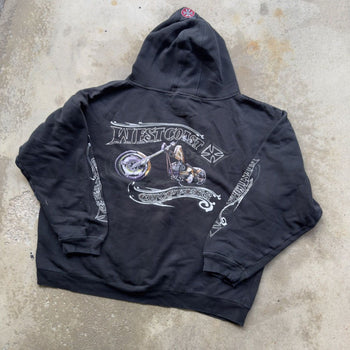 2000S WEST COAST CHOPPERS THRASHED FADED HOODIE OVERSIZED