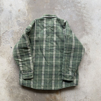 2000S GREEN QUILTED LINED PLAID SKATER GRUNGE FLANNEL