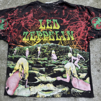 1990s THRASHED LED ZEPPELIN HOUSES OF HOLY ALL OVER PRINT TEE