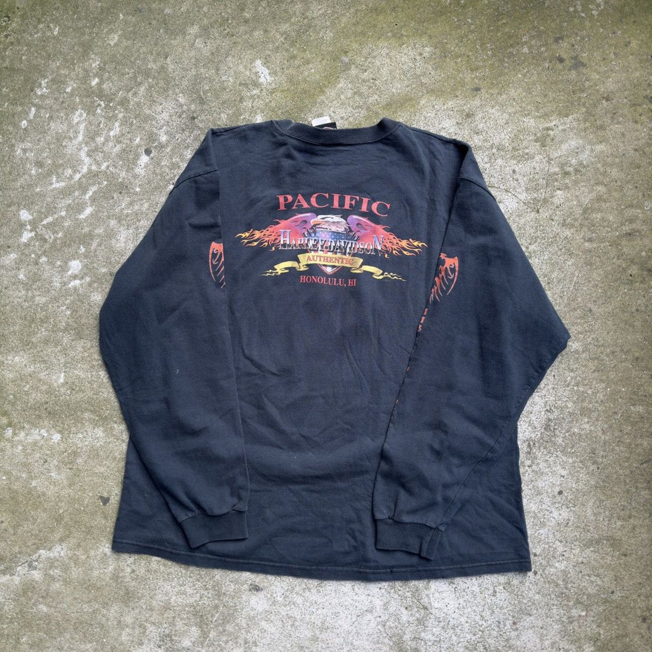 1990S HARLEY DAVIDSON METAL 3M FLAME LONGSLEEVE TEE HAWAII