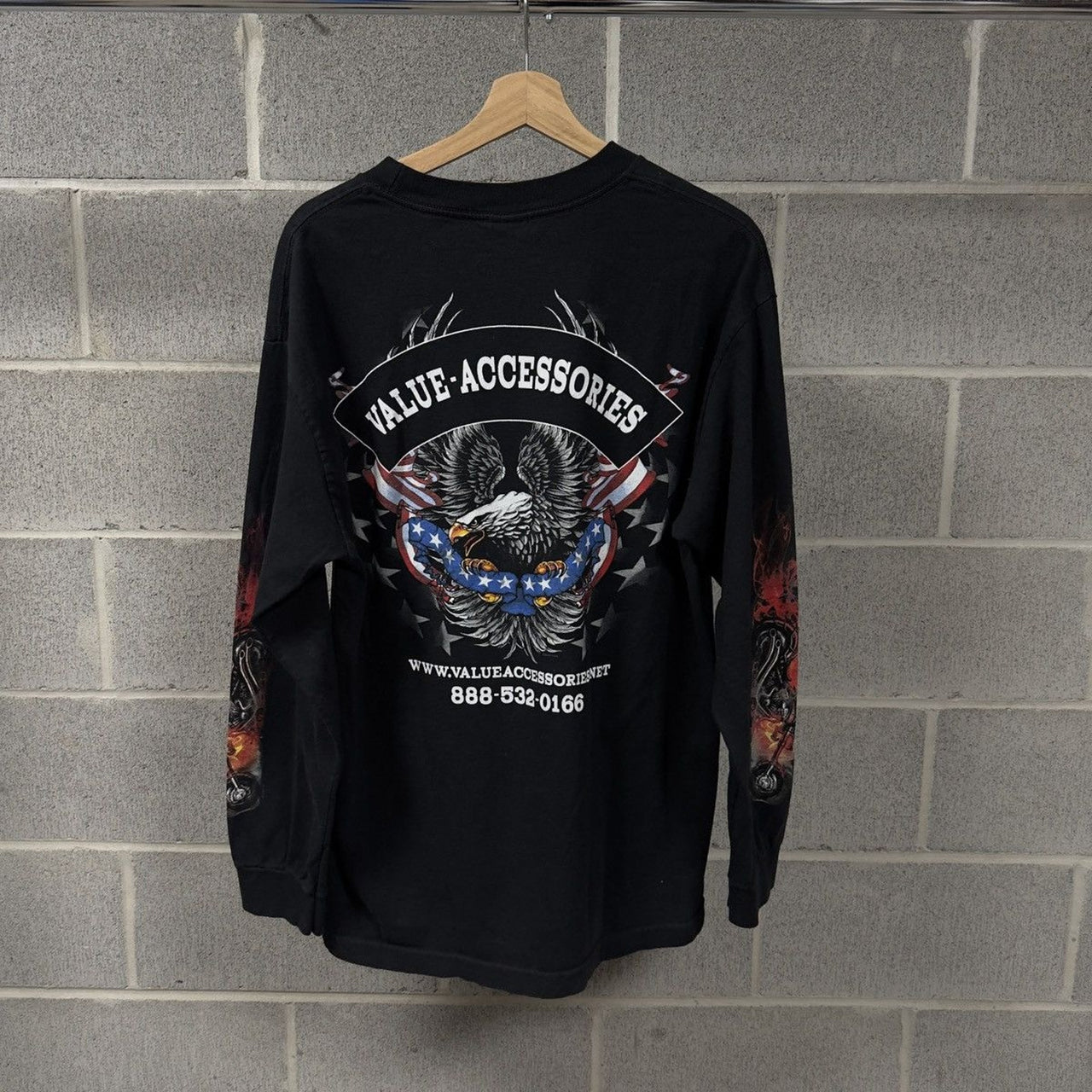 2000s Skull Dragon Flame Biker Longsleeve Tee