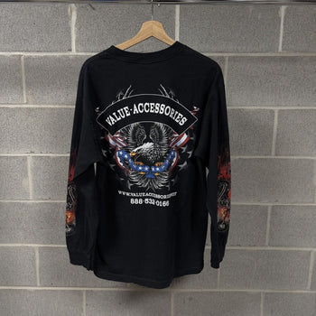 2000s Skull Dragon Flame Biker Longsleeve Tee